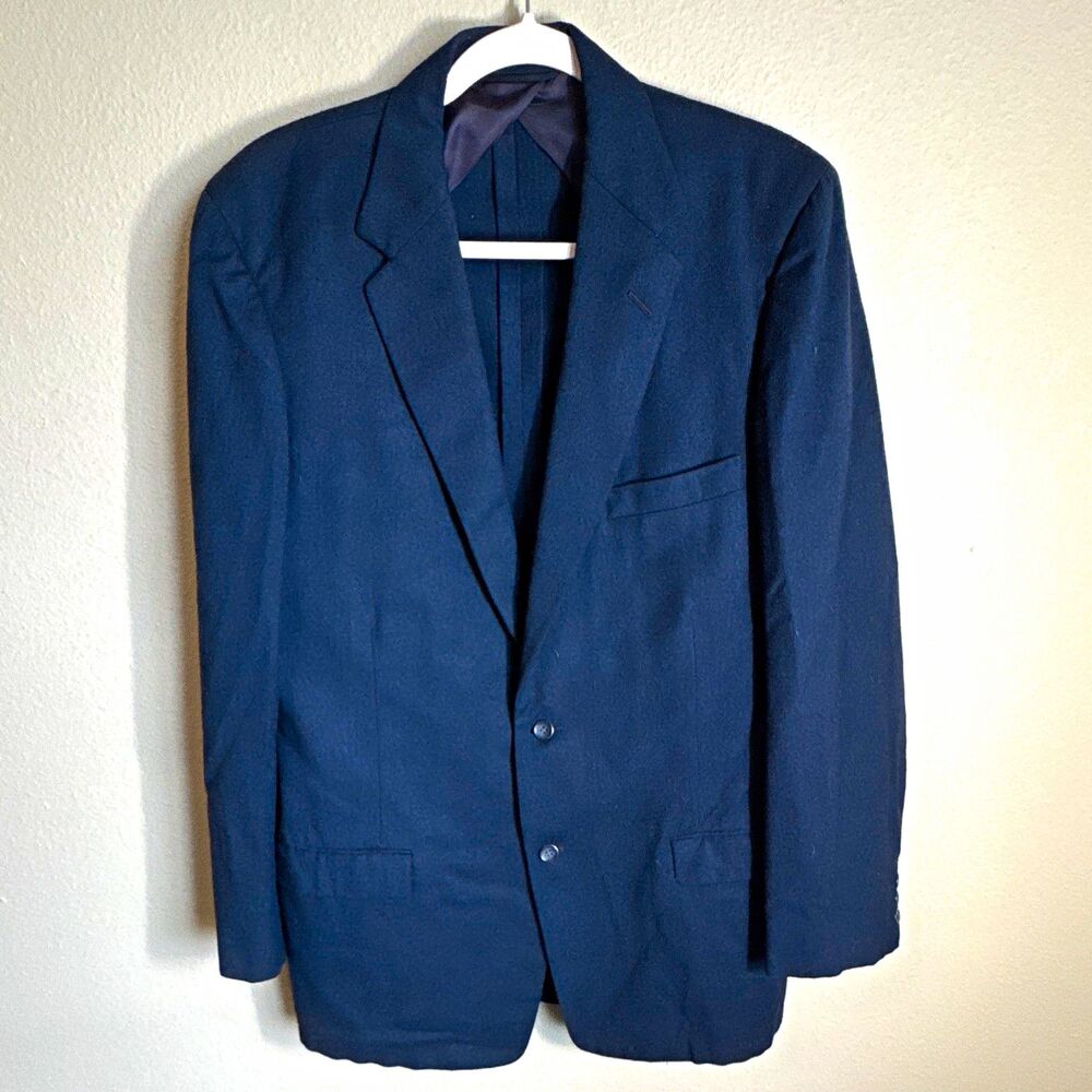 Stanley Men’s Suit Jacket Navy Solid Single-Breasted 2-Button Notch Lapel